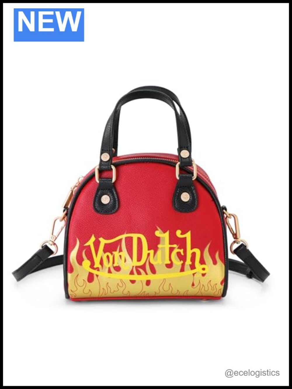 Faux Leather Bowling Bag with Adjustable Strap Iconic Logo